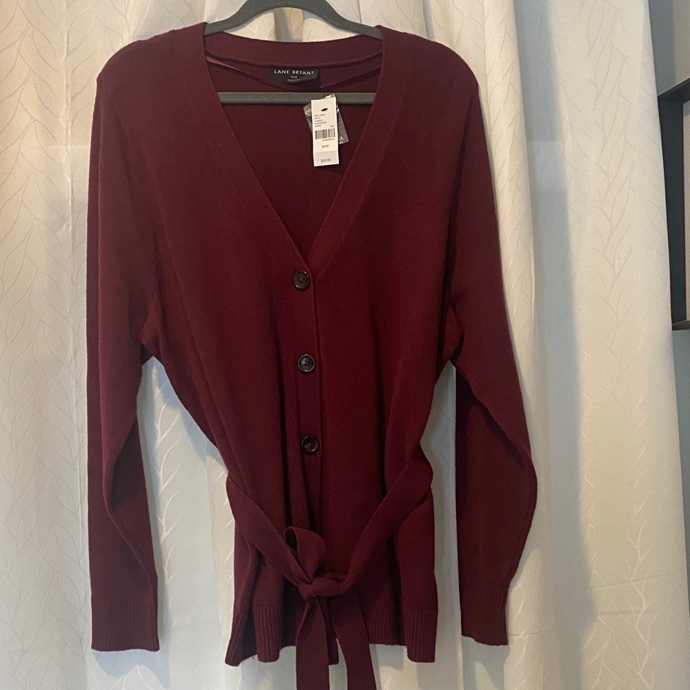 Lane Bryant Deep Red Cardigan Sweater